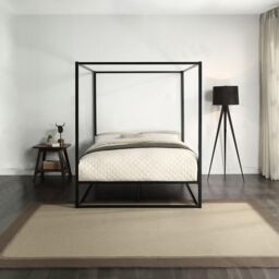 SlumberWorx Ashwell Modern Four 4 Poster Metal Bed Frame in Black - Size: Small Double - thumbnail 2