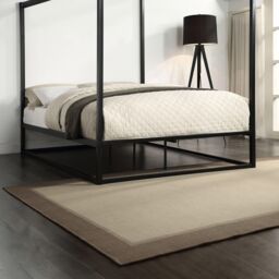SlumberWorx Ashwell Modern Four 4 Poster Metal Bed Frame in Black - Size: Small Double - thumbnail 5