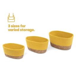 EONLION Yellow Basket Set of 3 Storage - Size: 500mm - thumbnail 3