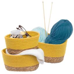 EONLION Yellow Basket Set of 3 Storage - Size: 500mm - thumbnail 2
