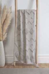 Rapport Home Juniper Cotton Tufted Patterned Throw in Silver - Size: 50 cm x 50 cm - thumbnail 1