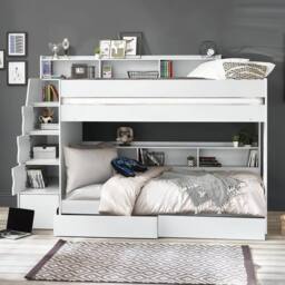 Cheshire Pine Staircase Bunk All White - Single (90cm) - thumbnail 3