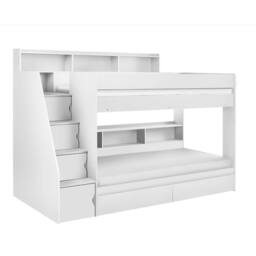 Cheshire Pine Staircase Bunk All White - Single (90cm) - thumbnail 1
