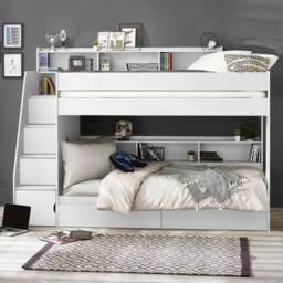 Cheshire Pine Staircase Bunk All White - Single (90cm) - thumbnail 2