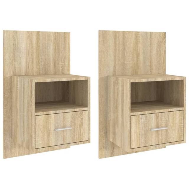 Berkfield Home Wall-mounted Bedside Cabinets 2 pcs Sonoma Oak in Light Brown - image 1