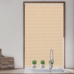Blinds Outlet Woodgrain effect PVC venetian blinds in Natural - Size: 75 cm width x 150 cm drop - thumbnail 1