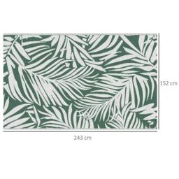 OUTSUNNY Outdoor Rug, 1.5 x 2.4m Patio Floor Mat, Green & White - Size: 155 cm x 230 cm - thumbnail 3