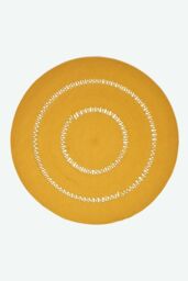 Homescapes Crochet Braided Round Rug in Mustard - Size: 70 cm diameter - thumbnail 2