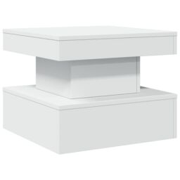 Berkfield Home Coffee Table with LED Lights White 50x50x40 cm - Size: 50 x 50 x 40 cm - thumbnail 3