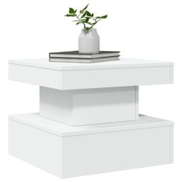 Berkfield Home Coffee Table with LED Lights White 50x50x40 cm - Size: 50 x 50 x 40 cm - thumbnail 6