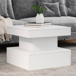 Berkfield Home Coffee Table with LED Lights White 50x50x40 cm - Size: 50 x 50 x 40 cm - thumbnail 1