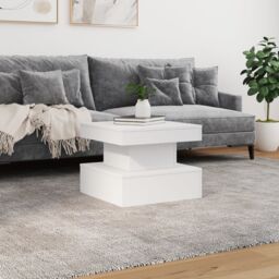 Berkfield Home Coffee Table with LED Lights White 50x50x40 cm - Size: 50 x 50 x 40 cm - thumbnail 4