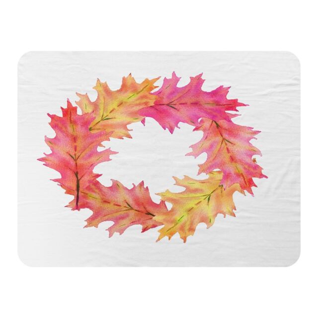 Benjamin Tate Design Pink & Orange Autumn Reath Blanket in Natural - Size: 120 cm x 150 cm - image 1
