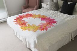 Benjamin Tate Design Pink & Orange Autumn Reath Blanket in Natural - Size: 120 cm x 150 cm - thumbnail 3