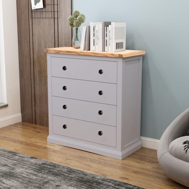 Cabinet Bits Rocca 4 Drawer Chest of Drawers Brass Knob in Grey - image 1