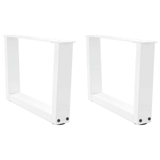 Berkfield Home Dining Table Legs V-Shape 2 pcs White 60x(30-31.3) cm Steel - image 1