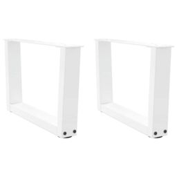 Berkfield Home Dining Table Legs V-Shape 2 pcs White 60x(30-31.3) cm Steel - thumbnail 1