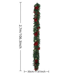 Leaper 2.7M Christmas Vine Hanging Decoration Garland with Lights in Green - thumbnail 6