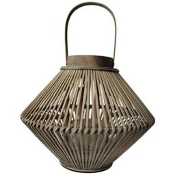 Hill Interiors Wicker Cone Candle Lantern in Brown