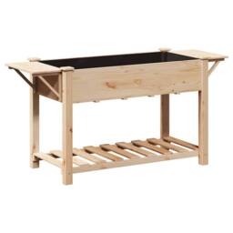 Berkfield Home Stylish Garden Planter with Shelves 155x59x76 cm Solid Wood Fir in Beige - Size: 155 x 59 x 76 cm - thumbnail 7