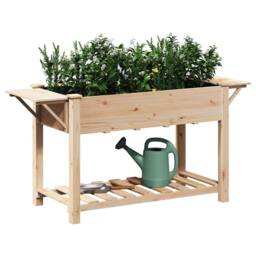 Berkfield Home Stylish Garden Planter with Shelves 155x59x76 cm Solid Wood Fir in Beige - Size: 155 x 59 x 76 cm - thumbnail 1