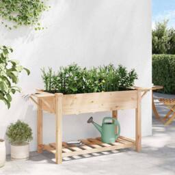 Berkfield Home Stylish Garden Planter with Shelves 155x59x76 cm Solid Wood Fir in Beige - Size: 155 x 59 x 76 cm - thumbnail 4