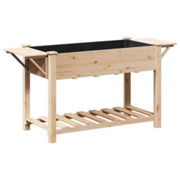 Berkfield Home Stylish Garden Planter with Shelves 155x59x76 cm Solid Wood Fir in Beige - Size: 155 x 59 x 76 cm - thumbnail 3