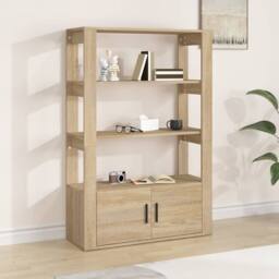 Berkfield Home Sideboard Sonoma Oak 80x30x119.5 cm Engineered Wood in Light Oak - thumbnail 2