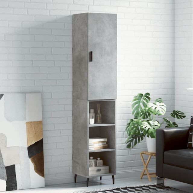 Berkfield Home Highboard Concrete Grey 34.5x34x180 cm Engineered Wood - image 1