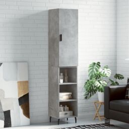 Berkfield Home Highboard Concrete Grey 34.5x34x180 cm Engineered Wood - thumbnail 1