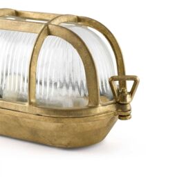 Netlighting Cabo 1 Light Outdoor Bulkhead Wall Light Brass IP65 E27 in Yellow - thumbnail 2