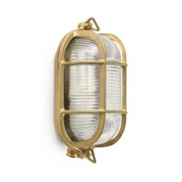 Netlighting Cabo 1 Light Outdoor Bulkhead Wall Light Brass IP65 E27 in Yellow - thumbnail 1