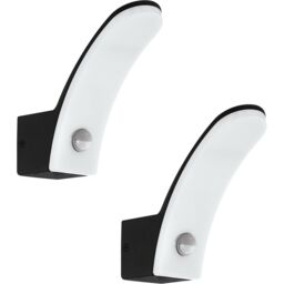 Loops 2 PACK IP44 Outdoor Wall Light & PIR Sensor Black Aluminium 11W LED - thumbnail 1