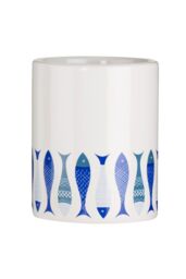 Orsina Modern White & Blue 3 Piece Bathroom Set, Dolomite Accessories Set With Dispenser, Rinse Cup, & Soap Holder - thumbnail 3