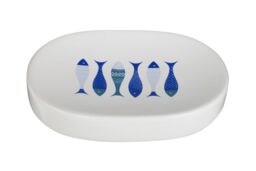 Orsina Modern White & Blue 3 Piece Bathroom Set, Dolomite Accessories Set With Dispenser, Rinse Cup, & Soap Holder - thumbnail 4