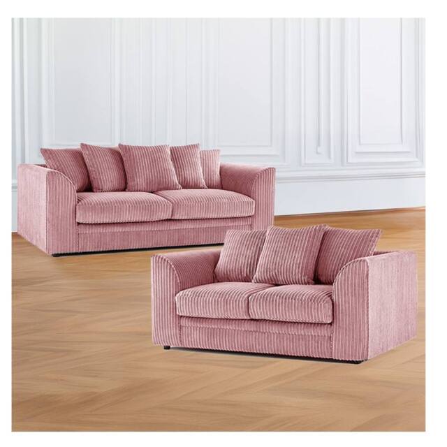 Furniture 786 Hannah Jumbo Cord 3+2 Seater Sofa Set in Pink - image 1