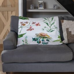 Benjamin Tate Design Watercolour Leaves & Flowers Blanket in Natural - Size: 120 cm x 150 cm - thumbnail 2