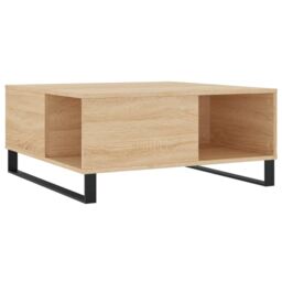 Berkfield Home Coffee Table Sonoma Oak 80x80x36.5 cm Engineered Wood in Brown - thumbnail 2