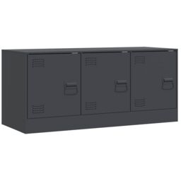 Berkfield Home TV Cabinet Anthracite 99x39x44 cm Steel in Black - Size: 99 x 39 x 44 cm - thumbnail 2