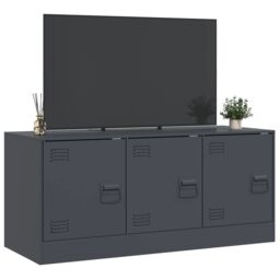 Berkfield Home TV Cabinet Anthracite 99x39x44 cm Steel in Black - Size: 99 x 39 x 44 cm - thumbnail 5