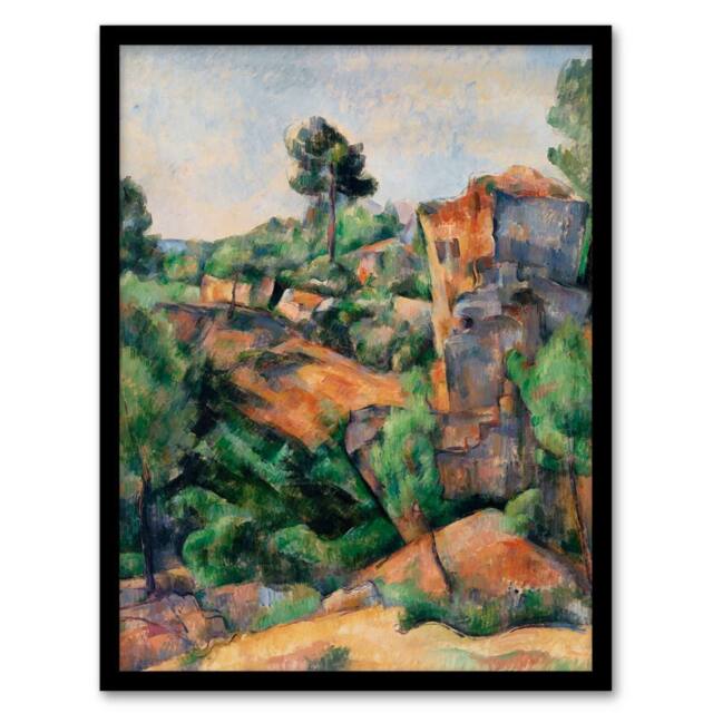 Artery8 Paul Cezanne Framed Wall Art Print Bibemus Quarry Cubist Landscape - Size: A4 - image 1