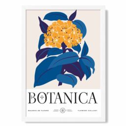 ARTZE Yellow & Blue Hydrangea Flower Market Exhibition Framed Print SIZE: A4 with White Frame - thumbnail 1
