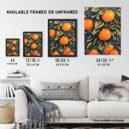 "Artery8 Orange Grove On Teal Kitchen Artwork Interior Decor Painting Unframed Wall Art Print Poster Home Decor Premium - Size: W12"" x H16""" - thumbnail 3
