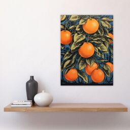 "Artery8 Orange Grove On Teal Kitchen Artwork Interior Decor Painting Unframed Wall Art Print Poster Home Decor Premium - Size: W12"" x H16""" - thumbnail 4
