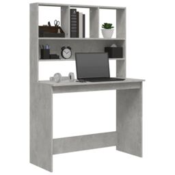 Berkfield Home Desk with Shelves Concrete Grey 102x45x148 cm Engineered Wood - Size: 102 x 45 x 148 cm - thumbnail 4