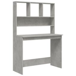 Berkfield Home Desk with Shelves Concrete Grey 102x45x148 cm Engineered Wood - Size: 102 x 45 x 148 cm - thumbnail 2