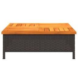 Berkfield Home Garden Table Black 70x70x25 cm Rattan & Acacia Wood - Size: 70 x 70 x 25 cm - thumbnail 5