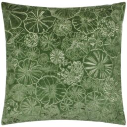 Furn Picking Patch Embroidered Velvet Cushion in Green - Size: 45 cm x 45 cm - thumbnail 6
