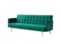 Home Detail Windsor Velvet Sofa Bed With Tufted Detail & Gold Legs in Green - thumbnail 2