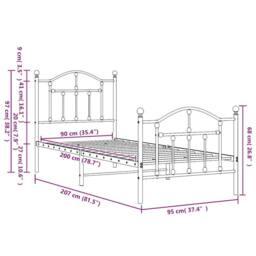 Berkfield Home Metal Bed Frame with Headboard & Footboard Black 90x200 cm - thumbnail 9